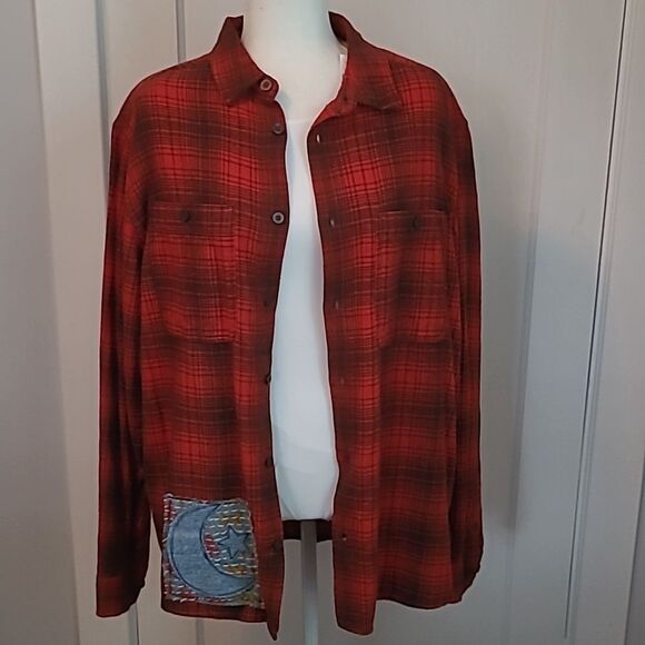 Handmade Vintage Upcycled Kantha & Flannel Shacket - THE ROLLING STONES - Picture 4 of 9